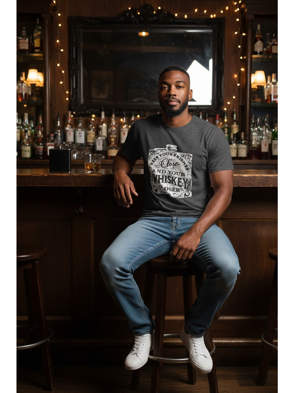 Lucky Brand Cotton T-Shirt " Keep Your Friends Close  Whiskey Closer" Size: Med
